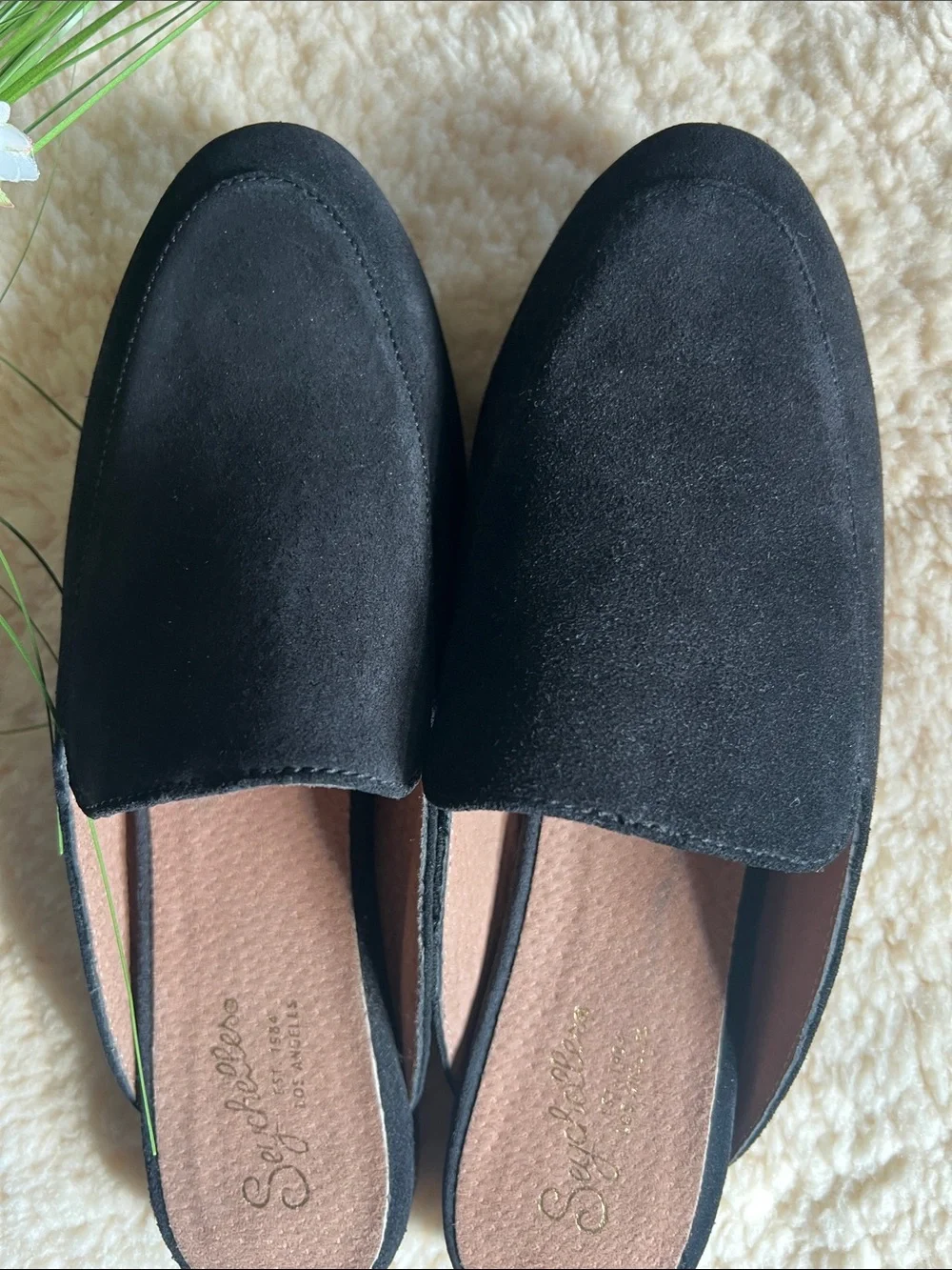 Black Suede Slip-On Mules for Women - Classic Casual Style